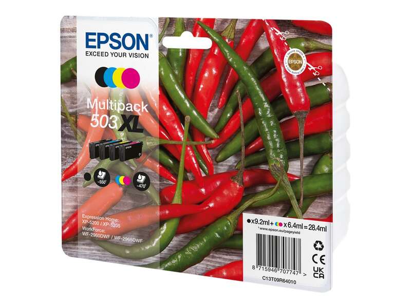 Epson 503XL Confezione 4 Cartucce d'Inchiostro Originali - C13T09R64010