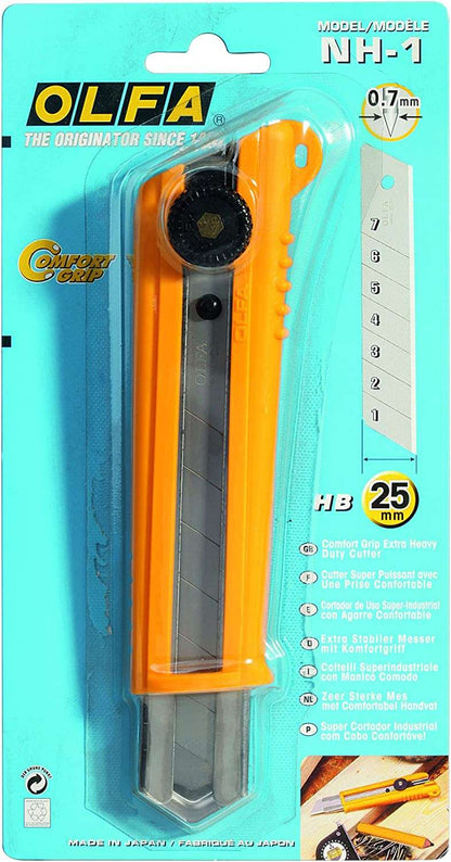 Olfa NH-1 Taglierino con Blocco a Cricchetto - Impugnatura in Gomma - Canale in Acciaio Inossidabile
