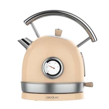 Cecotec ThermoSense 420 Light Beige Bollitore Elettrico 2200W - Capacità 1,8L - Acciaio Inossidabile - Filtro Anticalcare - Base con Rotazione 360° - Indicatore Temperatura - Stile Vintage