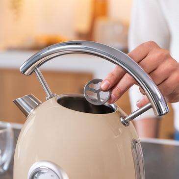 Cecotec ThermoSense 420 Light Beige Bollitore Elettrico 2200W - Capacità 1,8L - Acciaio Inossidabile - Filtro Anticalcare - Base con Rotazione 360° - Indicatore Temperatura - Stile Vintage