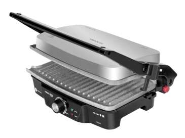Cecotec Rock'n Grill 1500 Piastra Griglia Elettrica 1500W - Rivestimento in Pietra Rockstone - Regolatore di Temperatura - Apertura 180° - Superficie 28.7x17cm - Acciaio Inossidabile e Plastica
