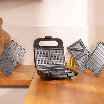 Cecotec Rock'nToast 4 in 1 Tostapanini 1000W - Capacità per 2 Panini - 4 Piastre Intercambiabili con Rivestimento in Pietra RockStone - Finiture in Acciaio Inossidabile