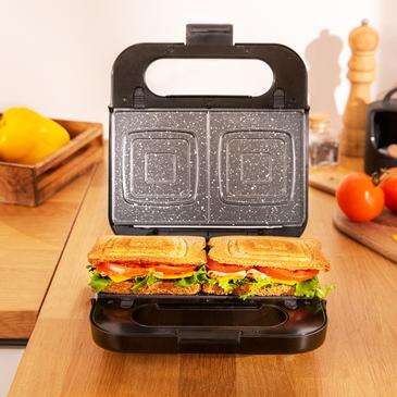 Cecotec Rock'nToast 4 in 1 Tostapanini 1000W - Capacità per 2 Panini - 4 Piastre Intercambiabili con Rivestimento in Pietra RockStone - Finiture in Acciaio Inossidabile