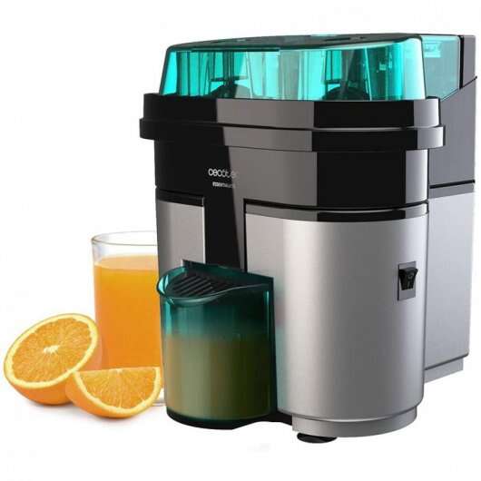 Cecotec EssentialVita Twice Black Spremiagrumi Elettrico 90W - Bicchiere 0.5L - Doppio Testina e Coltello - Filtro per Polpa