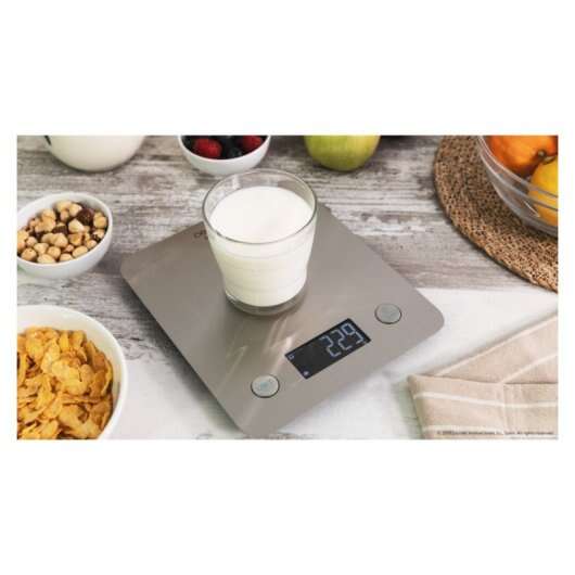 Cecotec Cook Control 10000 Connected Bascula de Cocina - Acabado en Acero Inox - Precision de 1gr - Peso Max. 5kg - Pantalla LCD - Diseño Extraplano - Recubrimiento Antihuellas