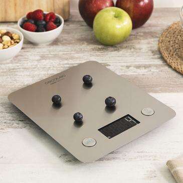 Cecotec Cook Control 10000 Connected Bascula de Cocina - Acabado en Acero Inox - Precision de 1gr - Peso Max. 5kg - Pantalla LCD - Diseño Extraplano - Recubrimiento Antihuellas