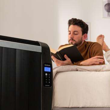 Cecotec Ready Warm 1200 Thermal Black Radiatore Elettrico Basso Consumo 900W - 6 Elementi - Posizionamento a Parete o da Pavimento - Display LED - 3 Modalità - Timer - Telecomando