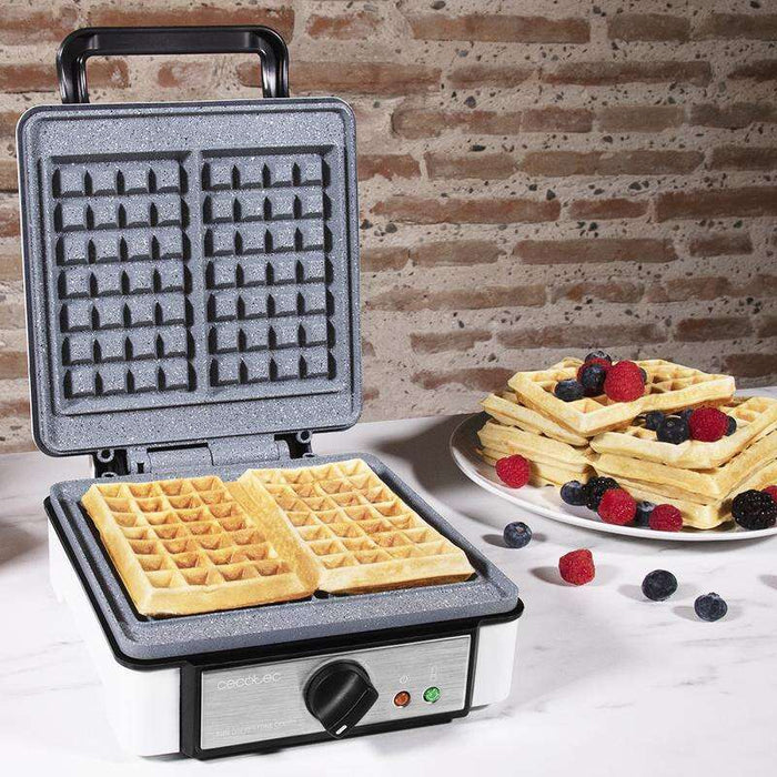 Cecotec Fun Gofrestone Double Gofrera 1200W - Capacità per 2 Gofre - Rivestimento Antiaderente RockStone - Termostato Regolabile - Gofre Grande Formato