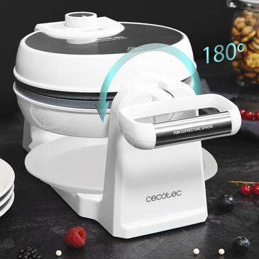 Cecotec Fun Gofrestone Sphere Gofrera 1000W - Rivestimento Antiaderente RockStone - Design Circolare - Rotazione 180° per Ottimizzare l'Uso - Indicatore Luminoso - Protezione Surriscaldamento
