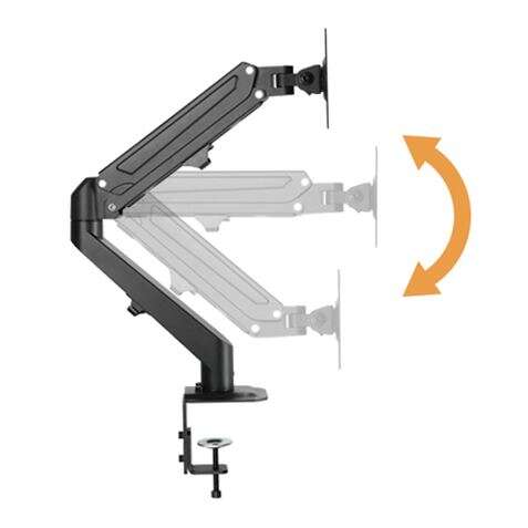 Cromad Supporto da Tavolo con Pistone a Gas per 2 Monitor 17"-27" - Regolabile in Altezza, Girevole e Inclinabile - Gestione Cavi - Peso Massimo per Braccio 6.5kg - VESA Max 100x100mm