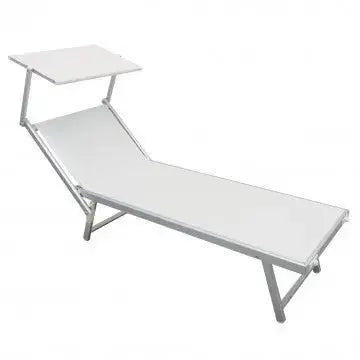Lettino Jesolo Bianco: Alluminio Resistente, cm 183/189x61x38 Sdraio da giardino Hobby Shop Solution   