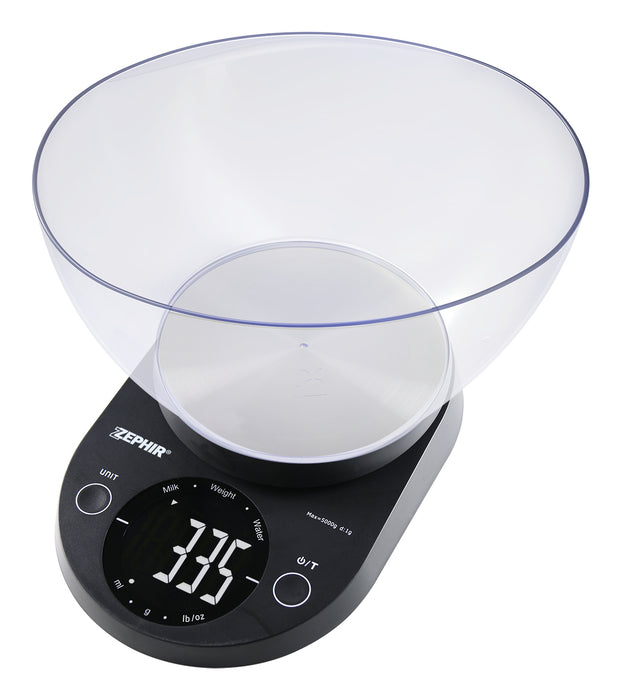 Zephir Bilancia Da Cucina Digitale Con Vassoio Xl 5kg Nero Zhs511