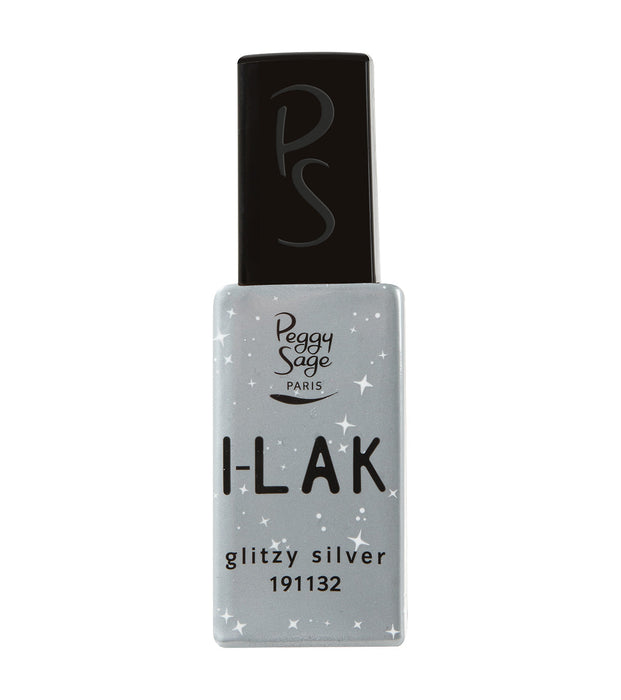 PEGGY SAGE  I-LAK SOAK OFF GEL POLISH GLITZY SILVER - 11ML