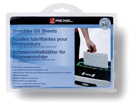 Rexel Confezione 20 Fogli Lubrificanti per Trituratori
