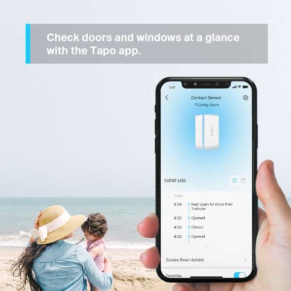 TP-Link Tapo T110 Sensore di Contatto Intelligente - Protezione Antifurto - Notifiche Istantanee - Installazione Facile