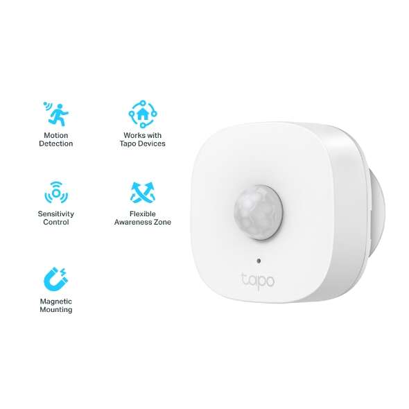 TP-Link Tapo T100 Sensore di Movimento Intelligente - Angolo di Rilevamento 120º - Notifiche Istantanee - Configurazione Semplice