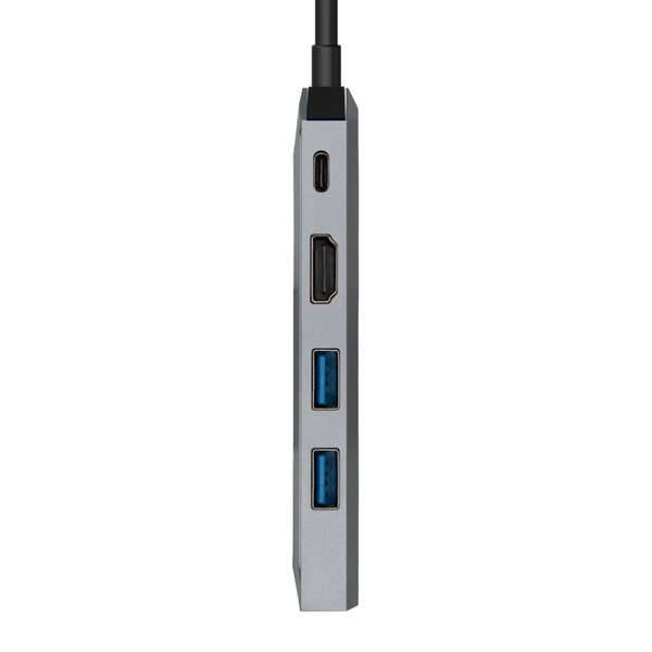 Aisens USB-C Dock 5 in 1 - USB-C a 1xHDMI - 1xRJ45 - 2xUSB - 1xPD - 15cm - Colore Grigio