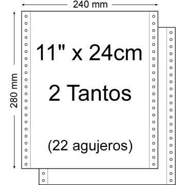 Carta Continua 11" x 240mm - Gioco di 2 Copie - Confezione da 1.500 Unità - Colore Bianco