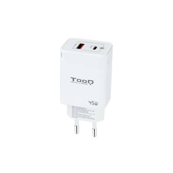 Tooq Caricabatterie da Parete GaN USB-C/PD + USB-A/QC 45W - Colore Bianco