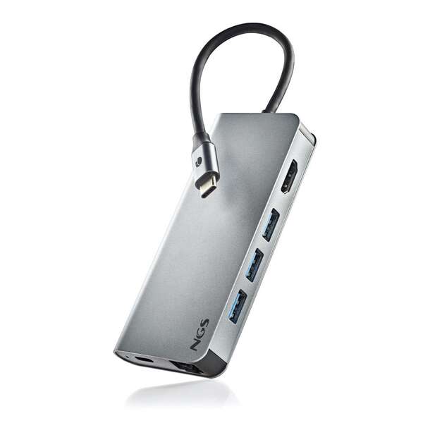 NGS Wonder Dock 8in1 Hub USB-C - 3x USB 3.0, 1x USB-C PD 60W, 1x HDMI, 1x RJ-45, Slot SD 40 Mbps e Slot TF 40 Mbps - Supporta Risoluzioni Massime 4K a 30 Hz