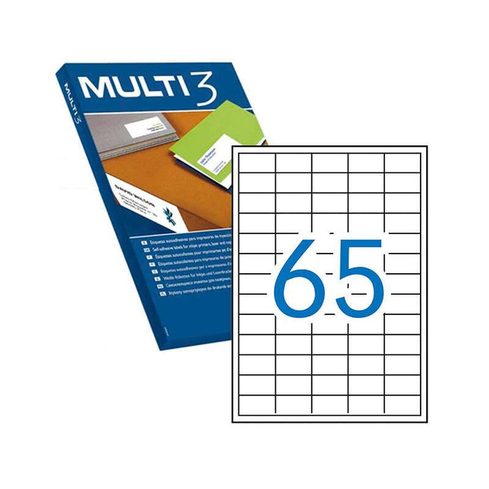 Multi3 Confezione di 32.500 Etichette Bianche Angoli Diritti Misura 38.0X21.2mm con Adesivo Permanente per Molteplici Usi