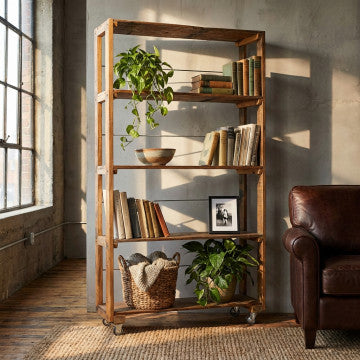 Mobile in legno riciclato e metallo, 118x37x218 cm, colore marrone