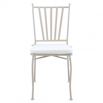 Sedia in acciaio verniciato tortora con cuscino beige 41x42x90 cm