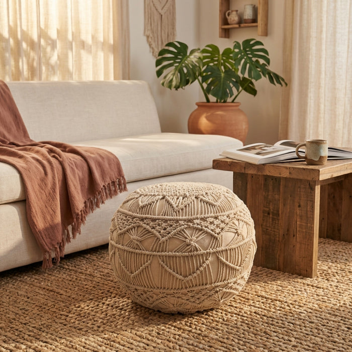 Pouf Bengasi: Quadrato, Bianco, Cotone, 45x45x45cm