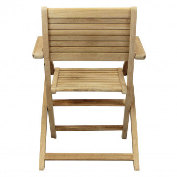 Retro della Poltrona Pieghevole Mirage con braccioli, evidenzia la qualità del legno di teak e la robustezza della struttura.