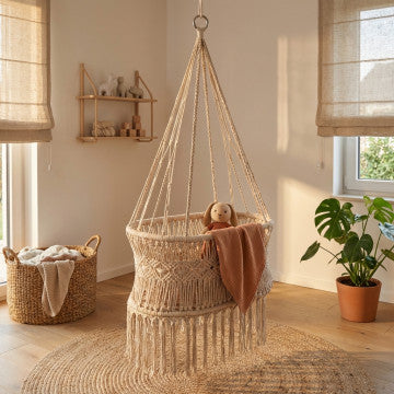 Amaca realizzata in cotone con struttura in legno di acacia