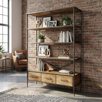 Mobile con struttura in metallo e legno, dimensioni 128x44,5x153,5 cm
