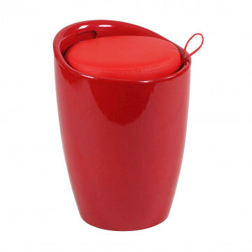 Sgabello pouf in ABS con cuscino ecopelle, rosso, 3 kg