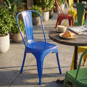 Sedia struttura metallo seduta metallo dimensioni 35x45x85 cm colore blu