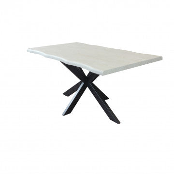 Tavolo con piano MDF effetto legno e struttura in metallo nero 160x90 cm