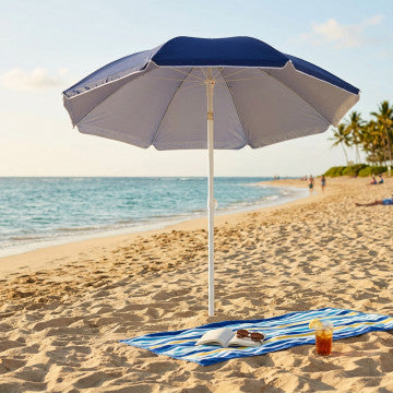 Ombrellone spiaggia nylon protezione UV diametro 180 cm palo metallo