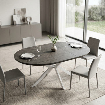 Tavolo rotondo allungabile piano MDF melaminico struttura metallo bianca