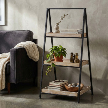 Mobile in ferro e legno con 3 ripiani, dimensioni 52x41x99,5 cm