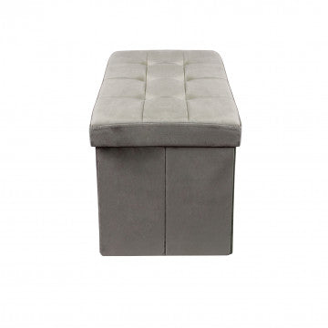 Pouf contenitore rettangolare in velluto tortora 76x38x38 cm