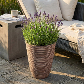 Vaso in fibra sintetica colore taupe, diametro 29 cm, altezza 36 cm