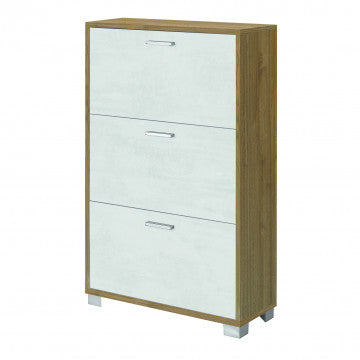 Scarpiera 3 ante MDF 70x29x118 cm colore noce stelvio e ossido