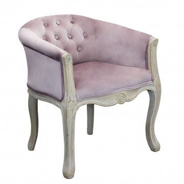 Poltrona struttura legno rivestimento velluto rosa 61x61x71 cm