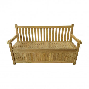 Panca con contenitore in teak, 160x64x92 cm, marrone chiaro