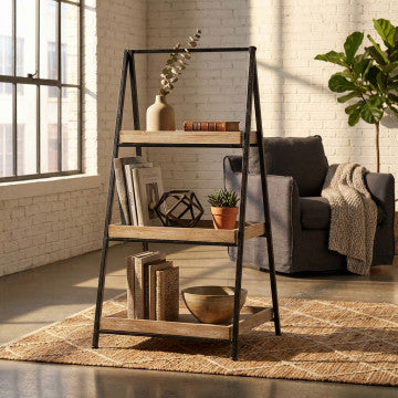 Mobile in ferro e legno con 3 ripiani, dimensioni 52x41x99,5 cm