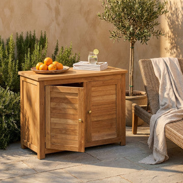 Mobile in legno teak massiccio 90x45x75 h con ante scorrevoli