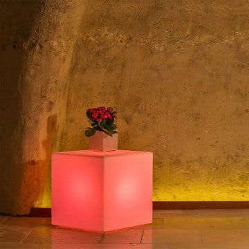 Cubo luminoso 40x40x40 cm polipropilene LED RGB batteria solare ricaricabile