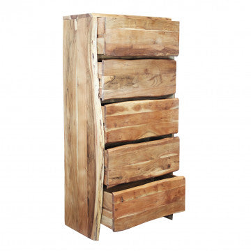 Mobile in legno di acacia massiccia, dimensioni 70x40x150 cm, finitura marrone