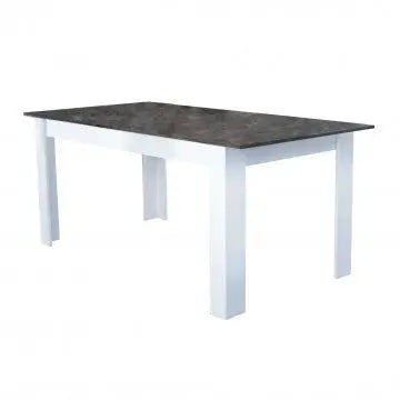 Tavolo Gemma Bianco e Grigio Scuro Effetto Cemento 160/200 x 90 x 75 h Tavoli da cucina e sala da pranzo Hobby Shop Solution   
