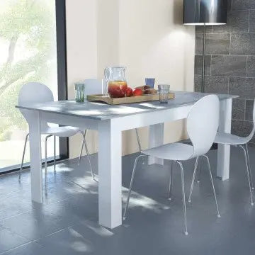 Tavolo Gemma Bianco e Grigio Effetto Cemento cm 160/200 x 90 x 75 h Tavoli da cucina e sala da pranzo Hobby Shop Solution   