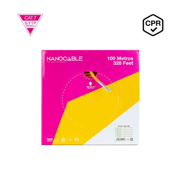 Nanocable Cable Red Cat. 7 600Mhz LSZH SFTP PIMF AWG23 100m - Colore Arancione