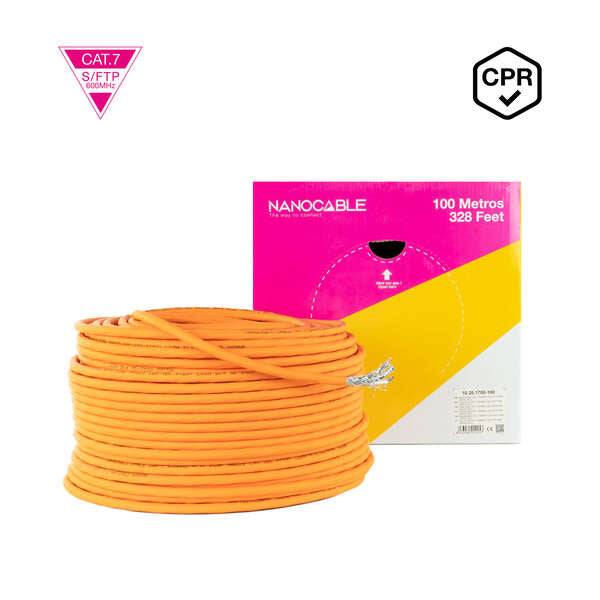 Nanocable Cable Red Cat. 7 600Mhz LSZH SFTP PIMF AWG23 100m - Colore Arancione